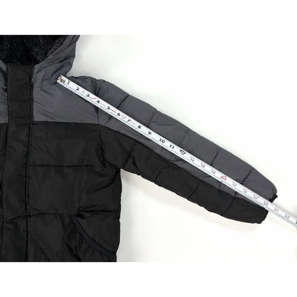 Wonder Nation Boys Puffer Jacket Coat Hooded Winter Black Gray Kids Size S 6-7
